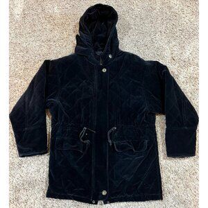 Vintage ~ Compagine International Express Hooded Coat ~ Black Velvet Size Medium